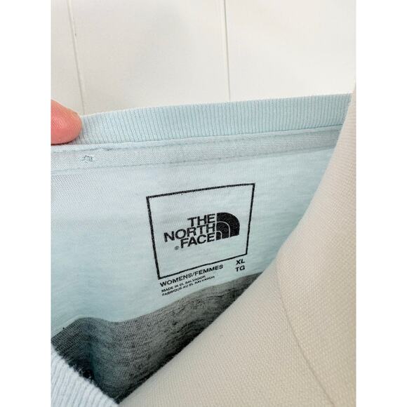 The North Face Box Logo Long Sleeve Crewneck Tee Womens XL Light Blue Shirt - Picture 9 of 9